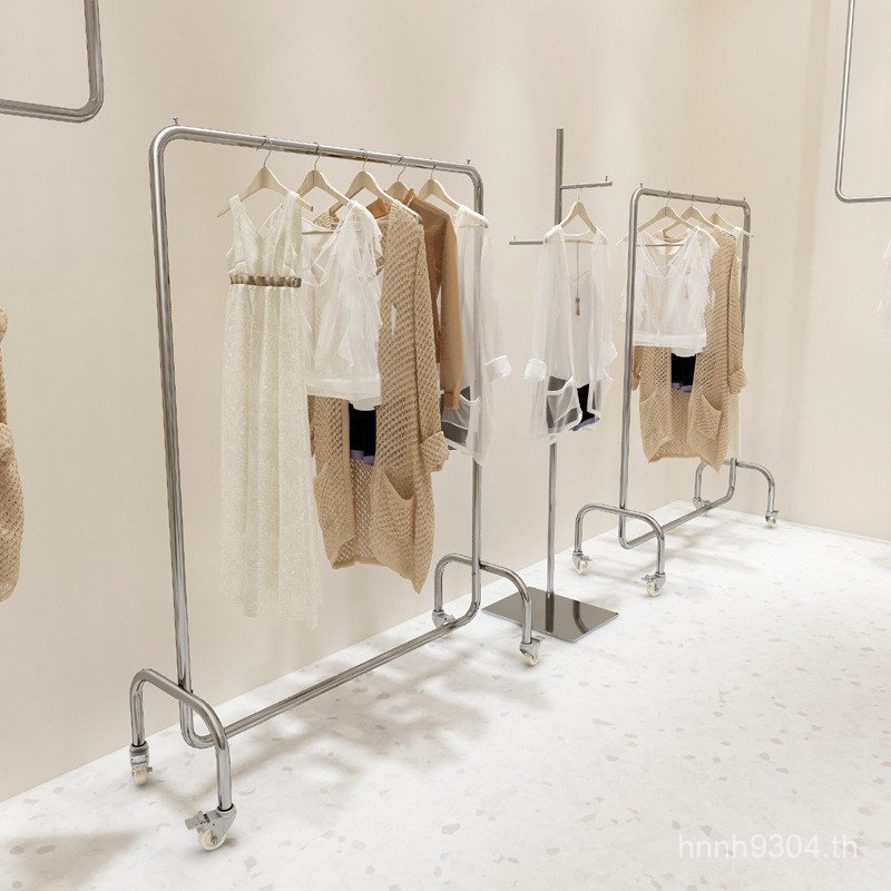 เสื้อผ้าผู้หญิง Nakajima สแตนเลสมือถือขาตั้งจอแสดงผลผู้ชายร้านเสื้อผ้าแขวน Live Floor-Stand Pole Sho