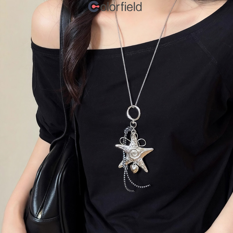 Colorfield ﻿ 2026ใหม่ เกาหลีดาวดอกไม้จี้พู่ แฟชั่น Y2K สาวร้อน สร้อยคอยาว สำหรับผู้หญิง เครื่องประดับ-COD💖