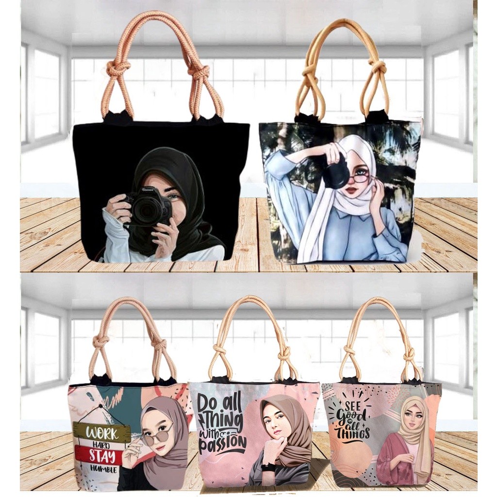 PK3 Tote Bag แกนการพิมพ์มุสลิมฮิญาบ