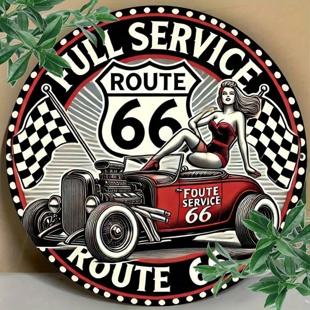 HELLOYOUNG Retro Route 66 ป้ายดีบุกโลหะ Wall Art Vintage Americana Garage Decor Rustic อลูมิเนียม Pl