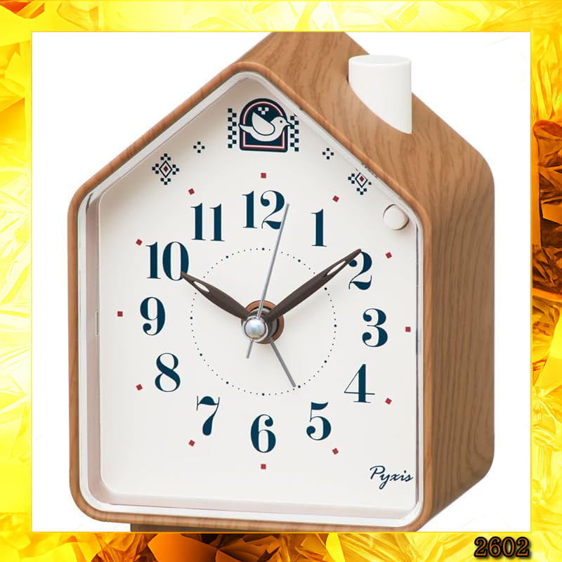 Seiko Clock Alarm Clock Table Clock Analog Brown Wood Grain 110×86×63mm PYXIS NR453B