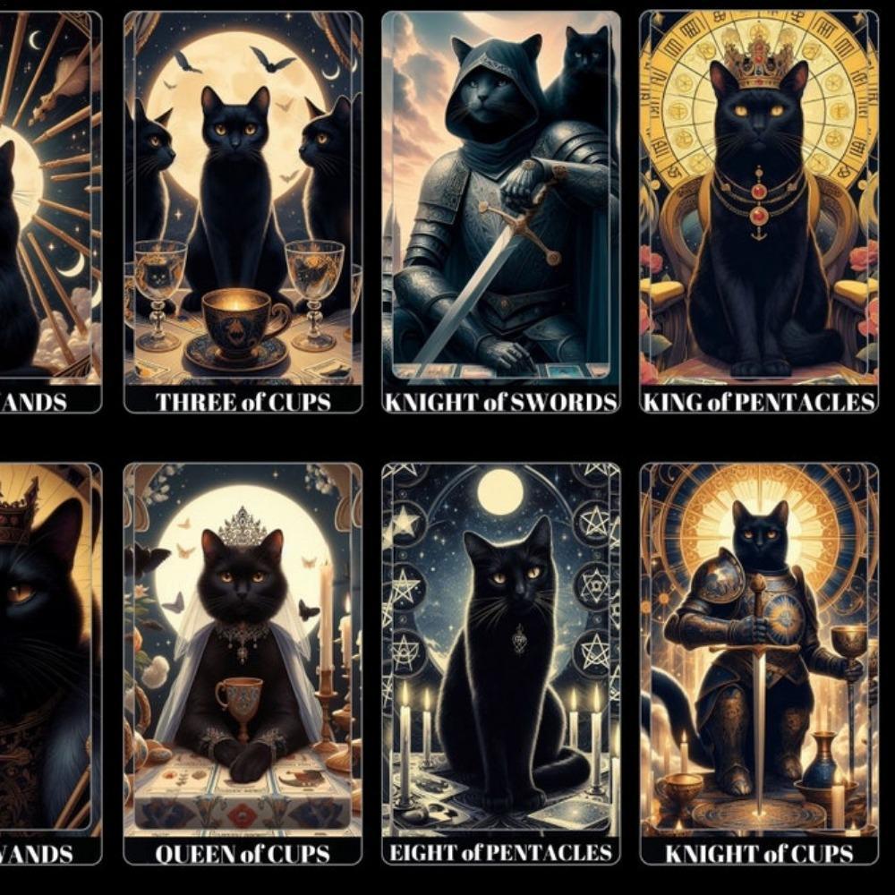 Black Cat Tarot Shadowy Cat Deck Feline Deck 78 ชิ้นไพ่ทาโรต์ตามไรเดอร์บริกรระบบสําหรับผู้เริ่มต้น ราคา ถูกที่สุด ดีลบีเคเค แกลเลอรีภาพที่ 5