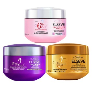 KIT ELSEVE MÁSCARA COLÁGENO + GLYCOLIC + OLEO EXTRAORDINÁRIO 300G