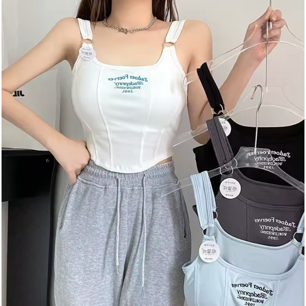 YEPPO Tanktop Casual Gym Bra Tops Full Cup แฟชั่น Camisole ผู้หญิงลวดฟรี