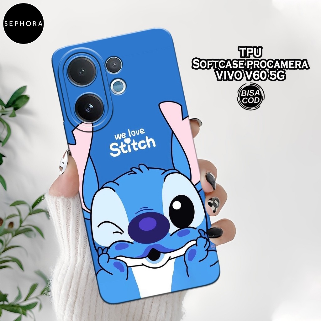 เคส HP ล่าสุด VIVO V60 5G 2025 - เคส Stitch แฟชั่น - เคส VIVO V60 5G 2025 Softcase - เคสกล้อง Pro - 