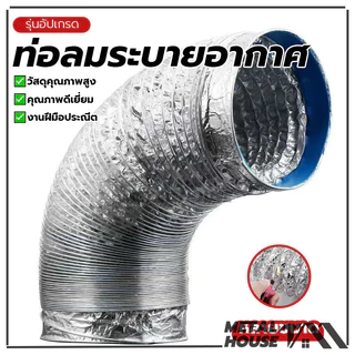 ท่อลมระบายอากาศ ท่ออลูมิเนียมสองชั้น ท่อลม ท่อฟอยล์4/6นิ้ ยาว1/2/3เมตร แบบหนา ท่ออลูมิเนียม ทนไฟ