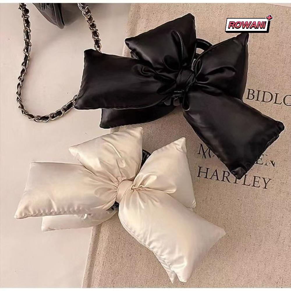 ROWAN1 Bowknot Claw Clip, Casual Leather Hair Banana Clip