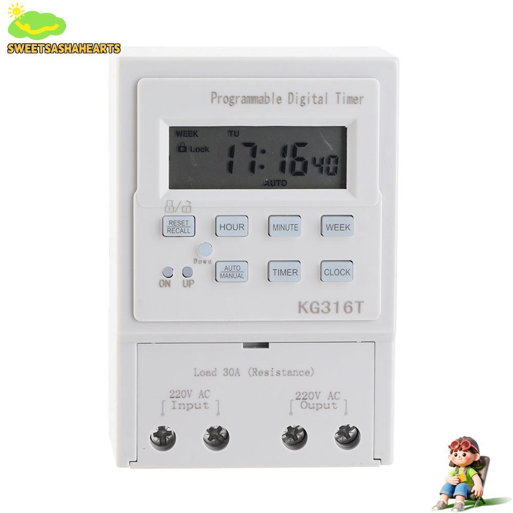 SWEE Digital Timer Switch, 1W Power Microcomputer Programmable Timer, Smart Home Automatic 30A 1Min 