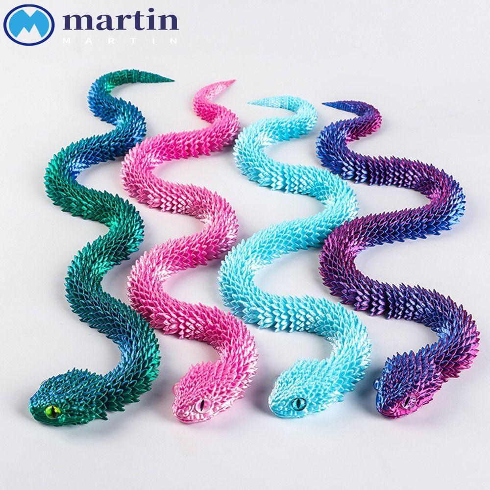 MARTIN 3D พิมพ์งูของเล่น,ที่สมจริง 30/45/60 ซม.เครื่องประดับงูจําลอง,ตกแต่งปีใหม่หมุนได้ หลากสี PLA 