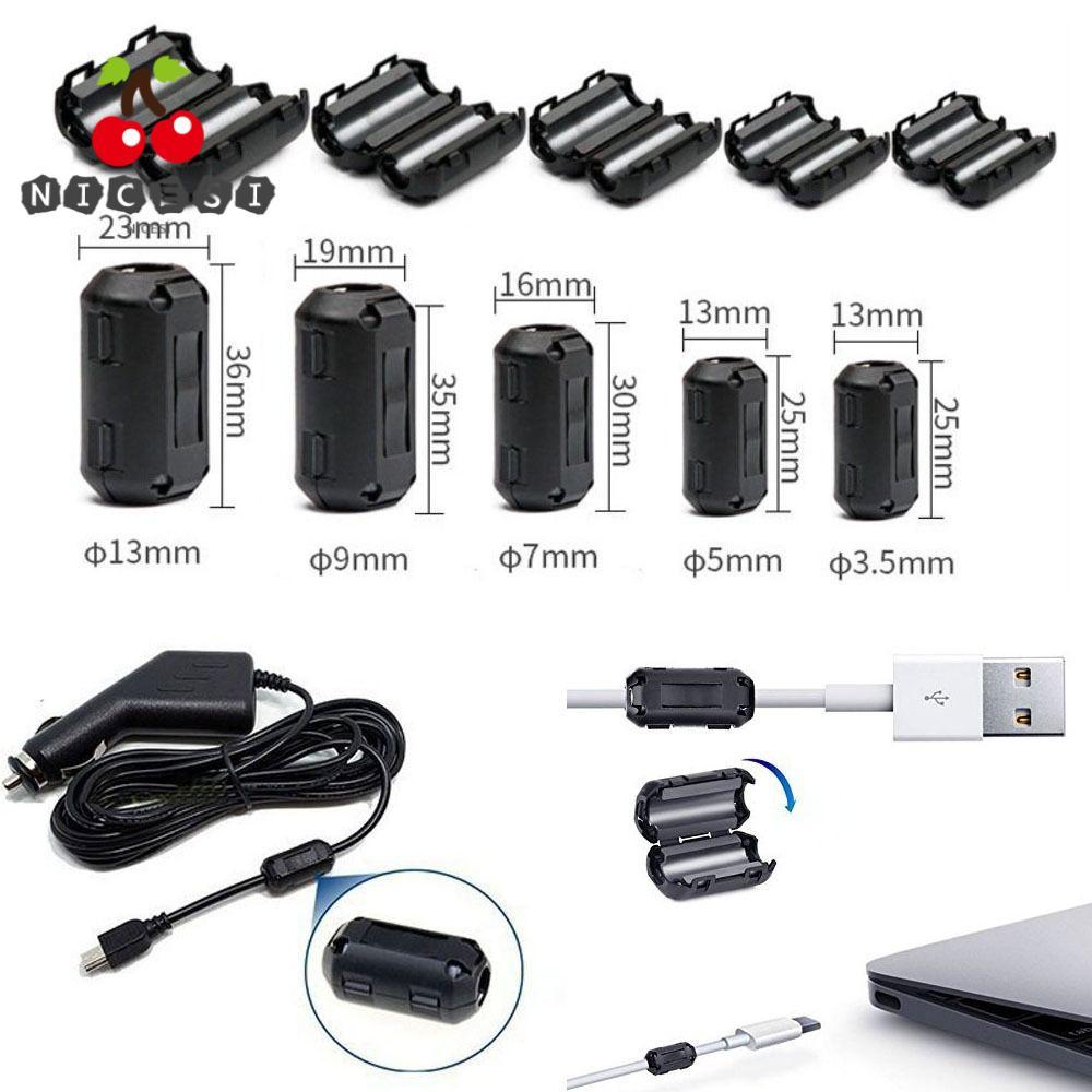 NICESI แหวน Core Ferrite ลูกปัด Clamp, สีดําป้องกันการรบกวน Choke Coil EMI RFI Noise, Snap ประเภทสาย