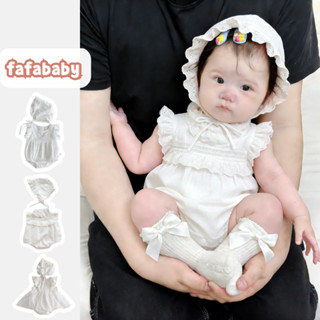 ชุดเด็กอ่อนแขนกุดสีขาวพร้อมหมวก สำหรับเด็กอายุ 0-2 ปี