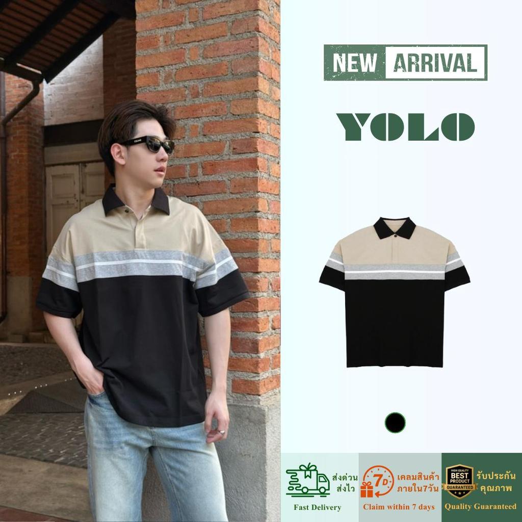 YOLO เสื้อเชิ้ต OVERSIZE เสื้อเชิ้ต  เสื้อเชิ้ตสำหรับผู้ชาย  ติดกระดุมหน้า  Y261215