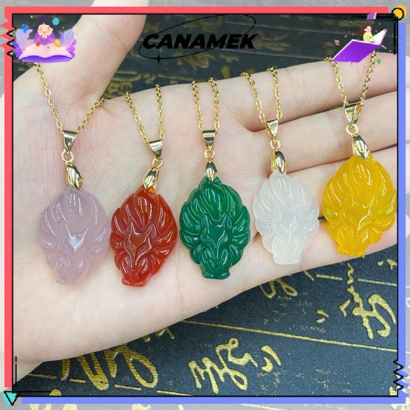 [CANAMEK] จี้ย้อยห้อยคอแบบหางเก้าqueue หินแกะสลักมือเป็นลวดลายสัตว์จีน สำหรับทุกเพศ พร้อมให้เป็นของข