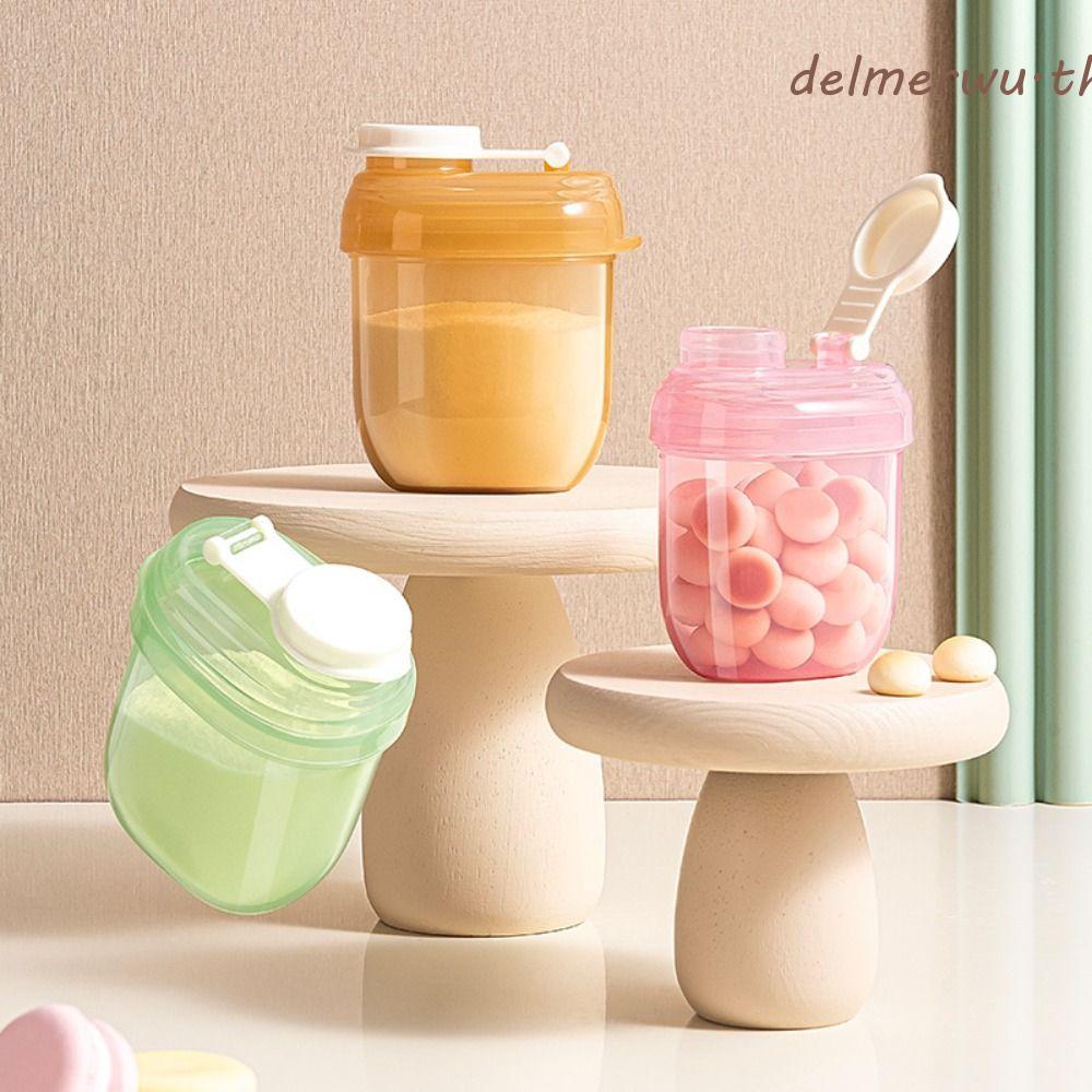 DELMERWU Toddle Snacks Container, Essential Cereal Feeding Lunch Box กล่องนมผงเด็ก, Simple Seal Jar 
