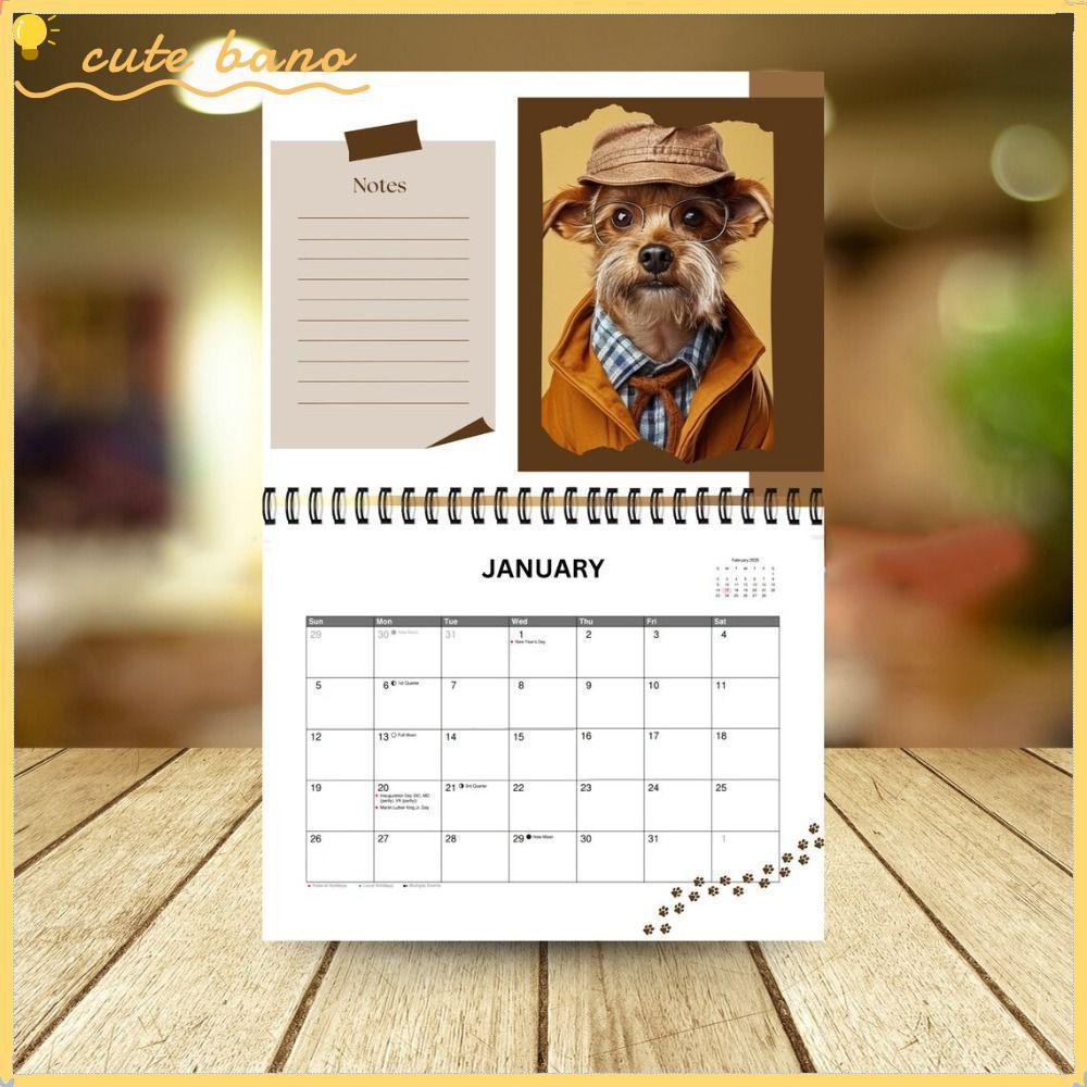 ปฏิทิน BANO 2025 ปฏิทินกระดาษ 2025 ปฏิทินสุนัข ปฏิทิน 12 เดือนที่สร้างสรรค์