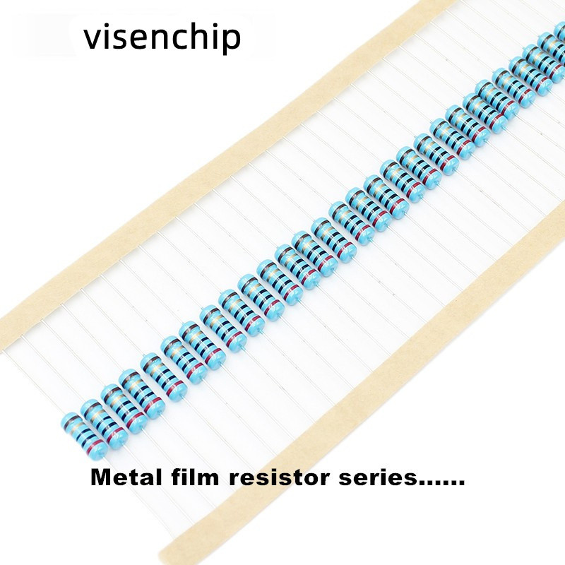 100 ชิ้นตัวต้านทานฟิล์มโลหะ 1/4W 1/2W 1W 300R 330R 360R 390R 430R 470R 510R 1% โอห์ม