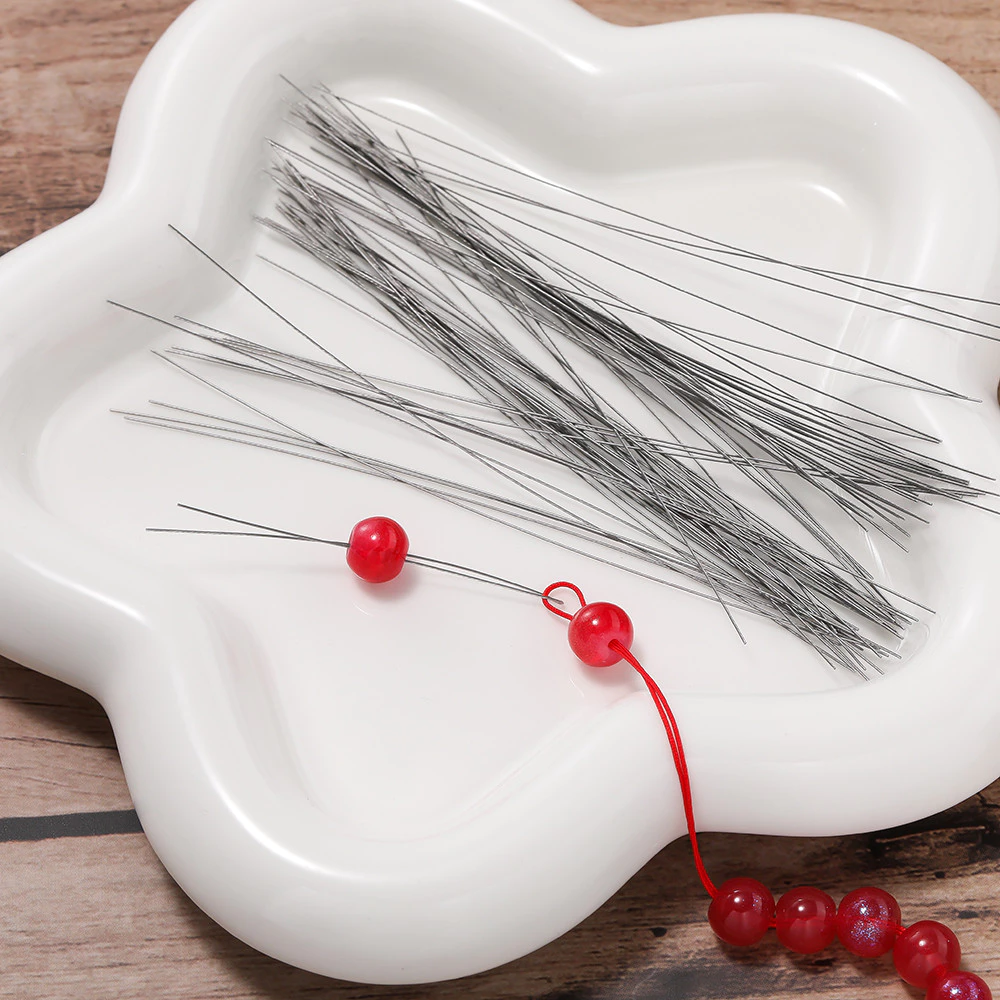 เข็มร้อยลูกปัดสแตนเลส 0.3mm ยาว 10-20cm สําหรับ DIY ทําสร้อยคอ กําไลข้อมือ อุปกรณ์ร้อยลูกปัด คุณภาพสูง