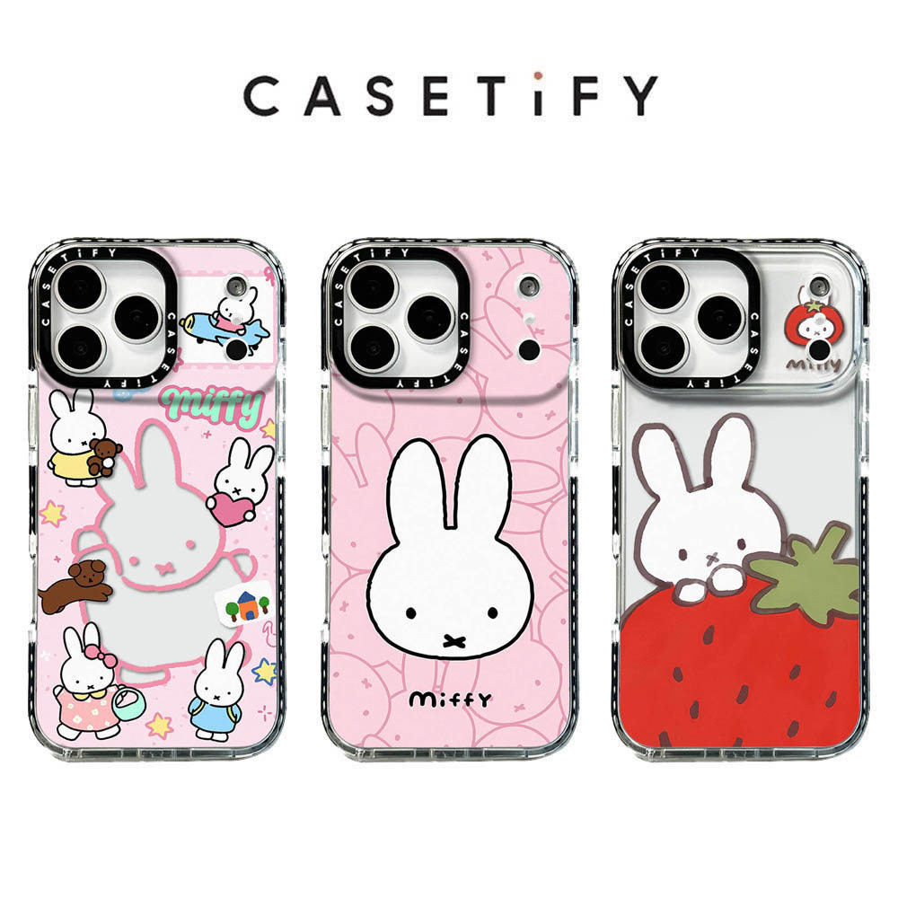เคสTPU เคสมือถือเคส iPhone กระต่ายสตรอเบอร์รี่น่ารักสําหรับ iPhone 17 Pro Max 17Air 16 15 14 13 12 11 กันกระแทก ต้านสีเหลือง