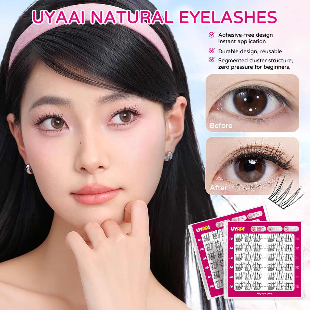 ขนตาปลอม UYAAI x Freshlady ขนตาปลอมแบบบางคละแบบ Natural + หนา + Thin คลัสเตอร์พร้อมแหนบขนตา