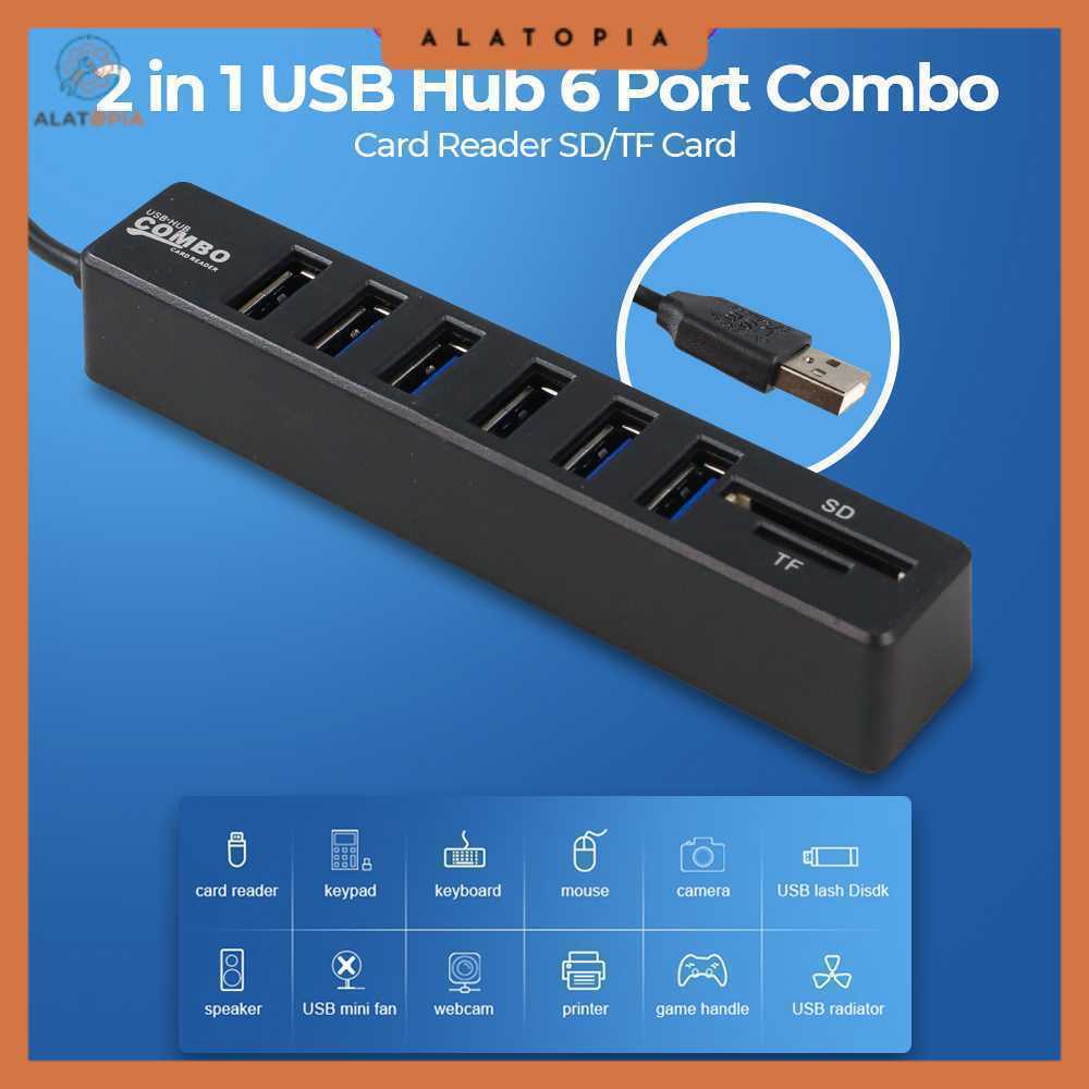 เครื่องอ่านการ์ด 8in1 USB 2.0 USB Hub USB 2.0 MicroSD SD TF Card - CB220602