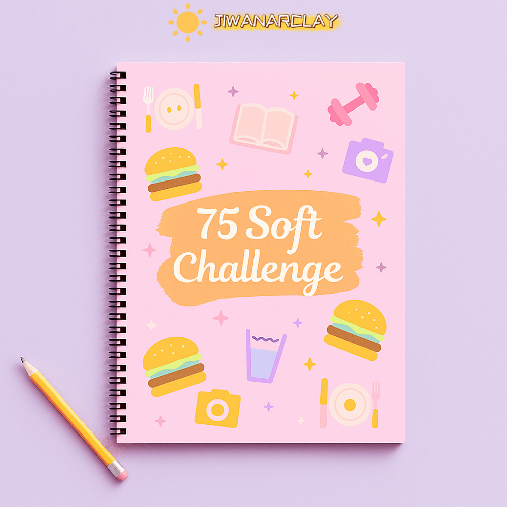 JIWANARCLAY 75 Soft Challenge Journal, การตั้งค่าเป้าหมาย Progress Tracking 75 Day Soft Challenge Book, คุณภาพสูง Rainbow หน้า A4 Daily Planner 75 Tracker Habit Formation