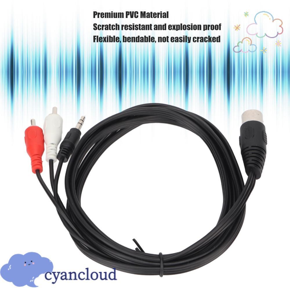 CYANCLOUD DIN 8Pin to 3.5mm + 2RCA Cable, 5.9ft Male to Male DIN 8Pin Male Audio Lead, Stable Signal