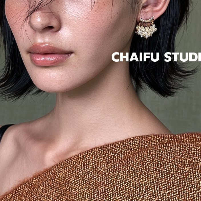 Fanxing Studio/E501 ins ต่างหูอะคริลิคแบบเพทาย ต่างหูทุกคู่สุดเก๋