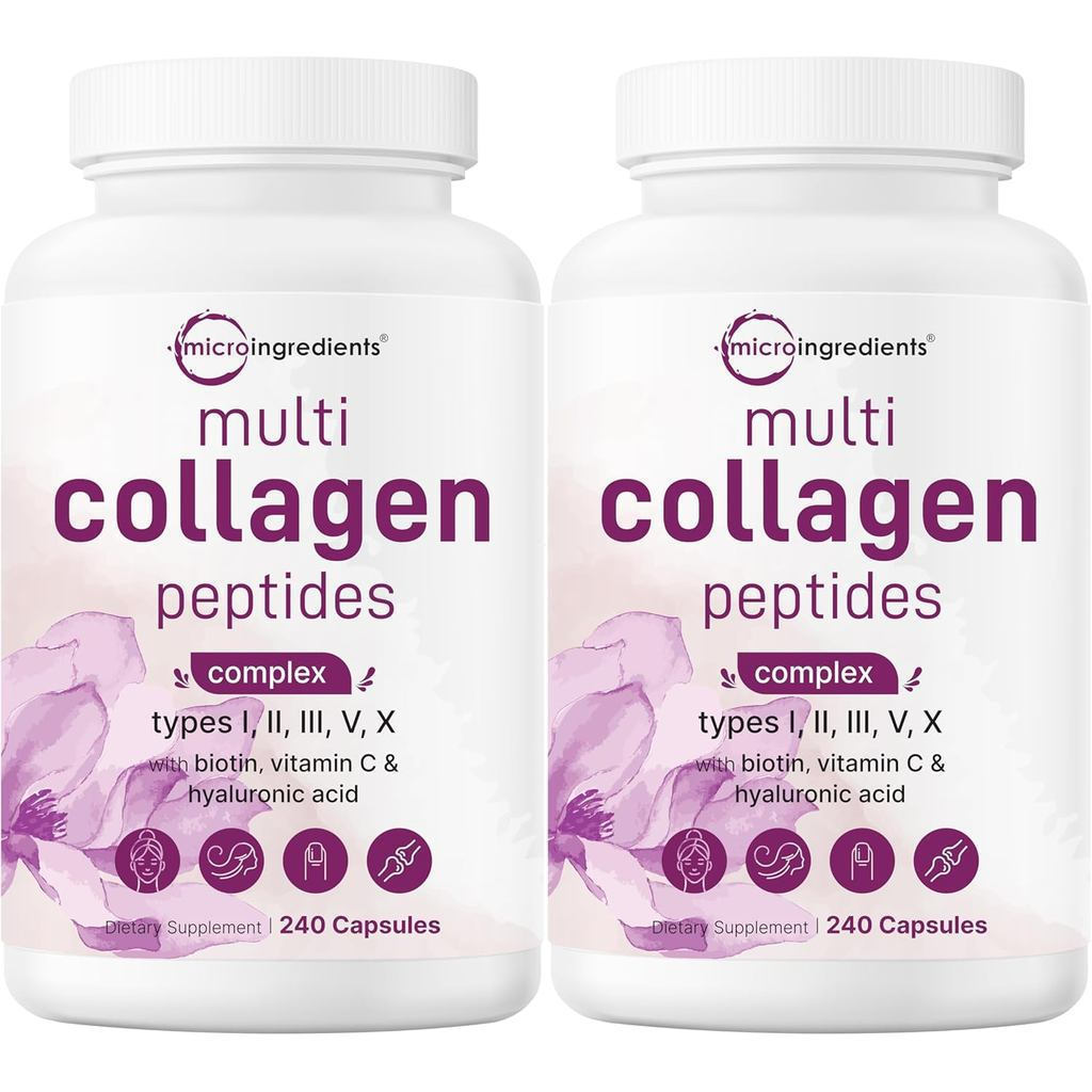 ไมโครส่วนผสม2แพ็คหลายคอลลาเจนเม็ดสําหรับและผู้ชาย480แคปซูล | ประเภท I, II, III, V, X | Hydrolyzed Pe