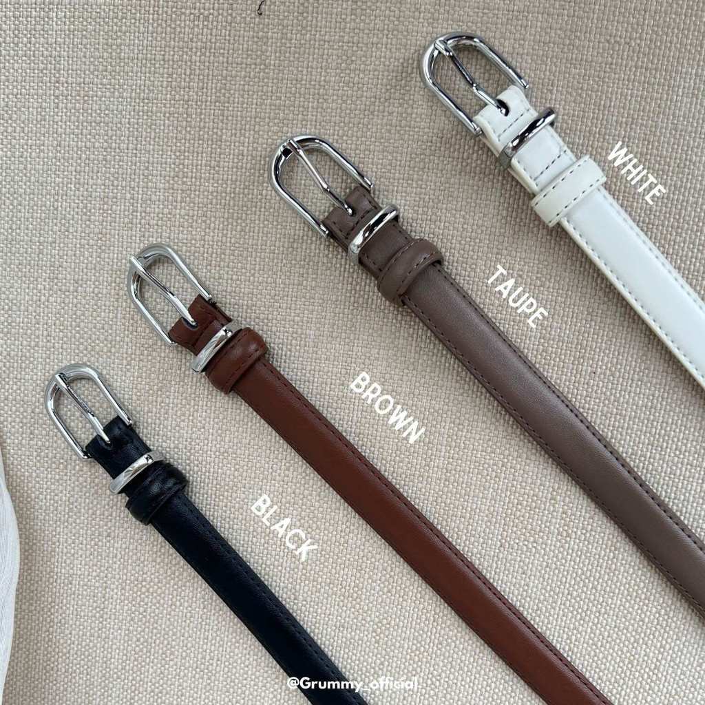 GRUMMY  Silver belt เข็มขัดหนังอย่างดี งานเกาหลีอะไหล่เงินงานสั่งผลิตเอง ขนาดในภาพ