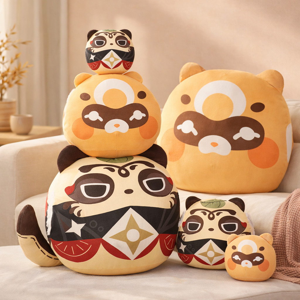 Yuanshen Early Grapefruit Tanuki หมอน Plush ตุ๊กตาขนาดใหญ่โซฟาข้างเตียงประกอบเบาะตุ๊กตา