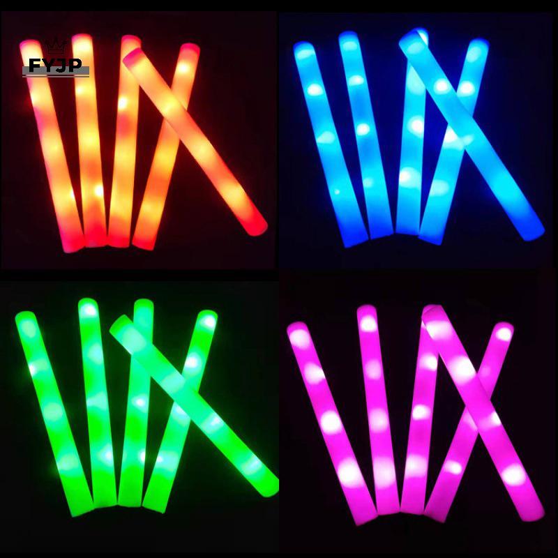 FYJP 6 ชิ้นที่มีสีสัน LED Glow Stis RGB LED Glow โฟม Sti Cheer Tube Dark Light วันเกิดงานแต่งงานอุปก