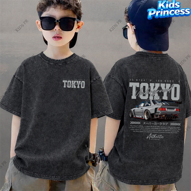 COD 2026 สินค้าใหม่ ทรงหลวม คอกลม เสื้อเด็ก kids Distressed T-shirt ผ้าฝ้าย เด็กชาย เสื้อผ้าเด็ก t-shirt S233