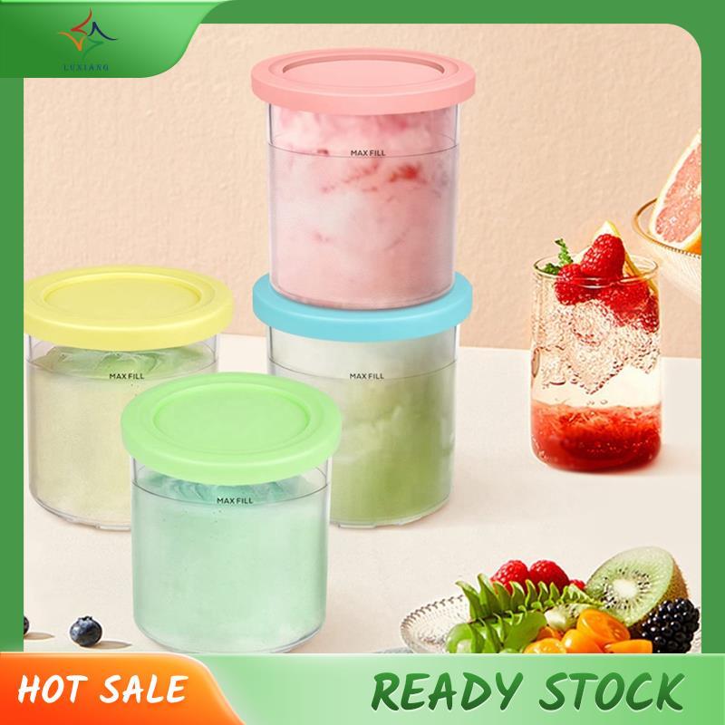 [luxiang.th] 4PCS Ice Cream Pints และฝาปิดสําหรับ Creami NC301 NC300 NC299AMZ Series ภาชนะเก็บไอศกรี
