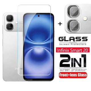 Infinix Smart 20 2026 2 In 1 ป้องกันหน้าจอกระจกนิรภัยฟิล์มสําหรับ Infinix Smart 20 10 Plus 20Plus 10Plus Smart20 Plusกล้องกลับเลนส์ป้องกันกระจกคลุมทั้งหมดฟิล์มด้านหน้า