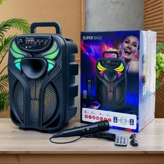 TONIES-888 Speaker Bluetooth Speaker Karaoke Portabel Nirkabel 8,5 inci dengan Lampu LED dan Mikrofon