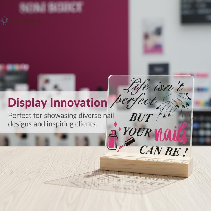 SEE เล็บรูปร่างกระดานแสดง Advice Board พร้อมฐานเล็บท่องเที่ยวเล็บปลอมแสดงผู้ถือร้านทําเล็บเคาน์เตอร์