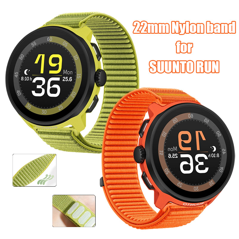 สายนาฬิกาขนาด 22 มม. เข้ากันได้กับ Suunto Run อุปกรณ์เสริมสายไนลอนน้ําหนักเบาระบายอากาศได้เหมาะสําหรับ SUUNTO RUN Correa