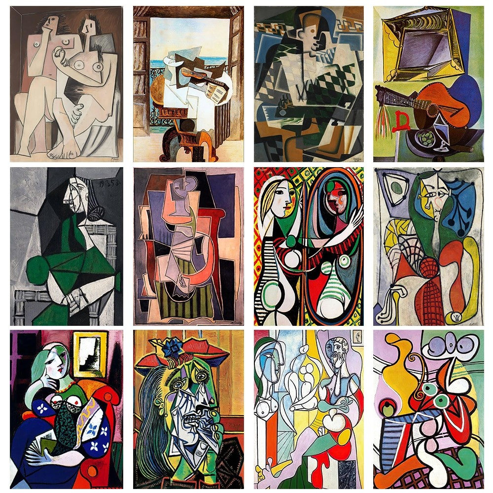 ศิลปะสมัยใหม่ Master Picasso บทคัดย่อผ้าใบภาพวาด Cubism Home Wall Art โปสเตอร์พิมพ์สําหรับห้องนอนห้อ