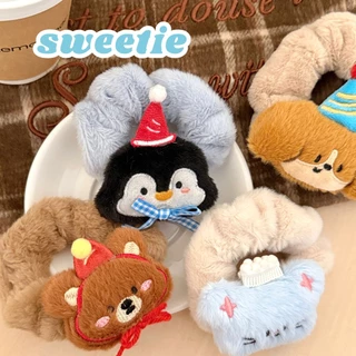 ยางรัดผม ตุ๊กตาสัตว์เลี้ยงน่ารักตุ๊กตาเส้นใหญ่ ขนนิ้มๆ รัดแน่น สบายหัว