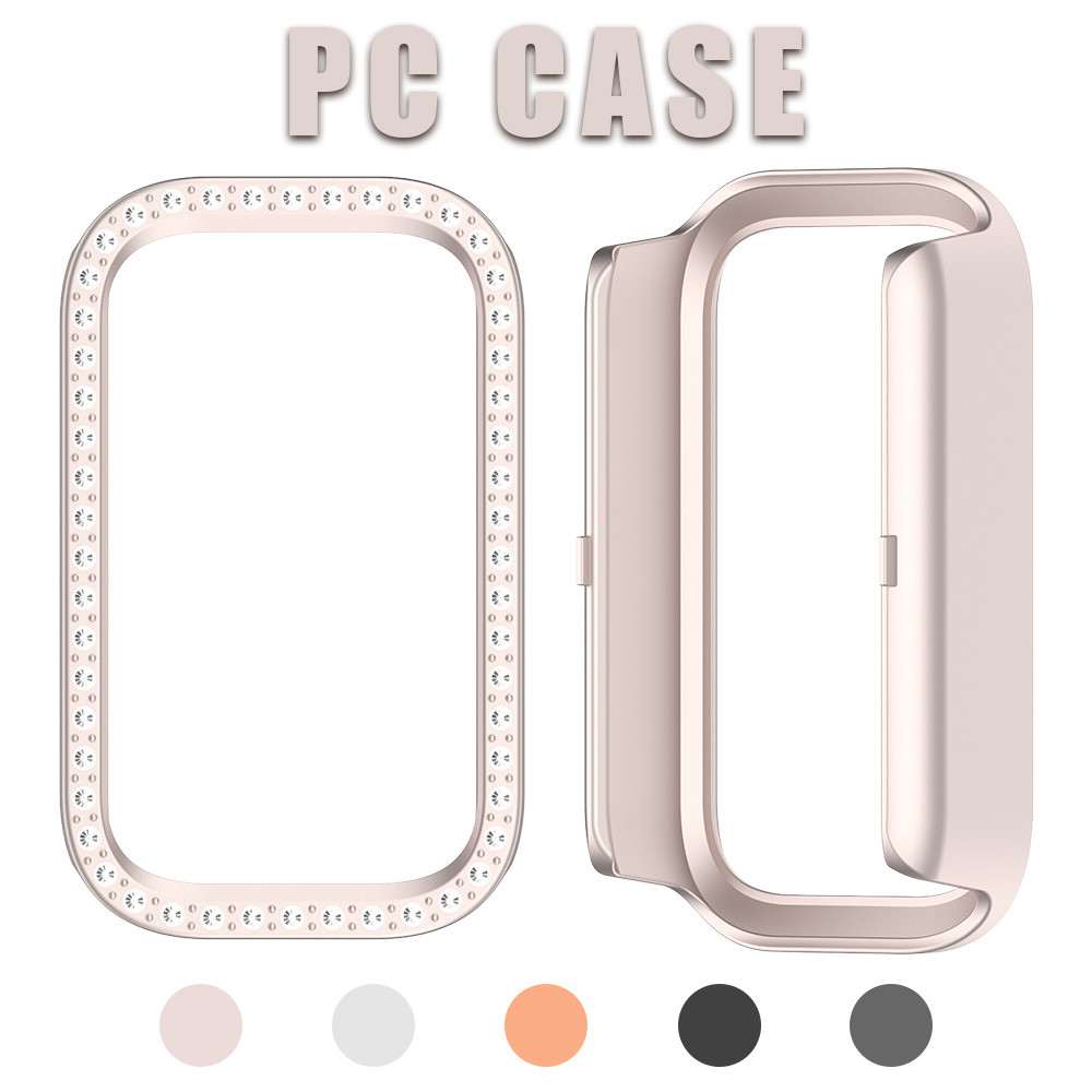 Hollow Diamond Bling PC Case สําหรับสมาร์ทวอทช์ Xiaomi Mi Band 9 Active/Redmi Band 3 เปลือกแข็งป้องกันหน้าจอกรอบฝาครอบกันชน