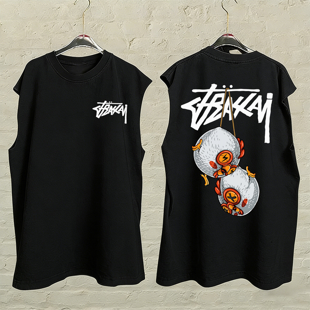 UT shop แขนกุด เสื้อกีฬา oversize ผ้าCotton 100% สบายและนุ่ม หลวม เสื้อแขนกุด 'TRAXAI' 3XL