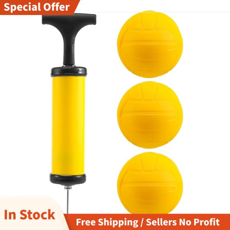 Roundnet Game Ball Replacement Competitive Balls Mini Volleyball 3-Pack with Pump
