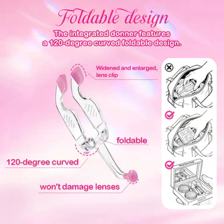 【FDA-Approved】อุปกรณ์ช่วยใส่เลนส์ UYAAI เครื่องมือใส่/ถอดคอนแทคเลนส์ซิลิโคน *1 + ช้อนซิลิโคนนุ่ม *1 + กระจก *1