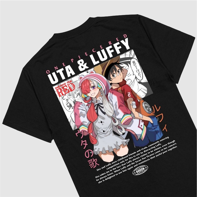 เสื้อยืดอนิเมะ UTA & LUFFY One Piece RED Monkey.D.Luffy Tshirt AnimeSeries