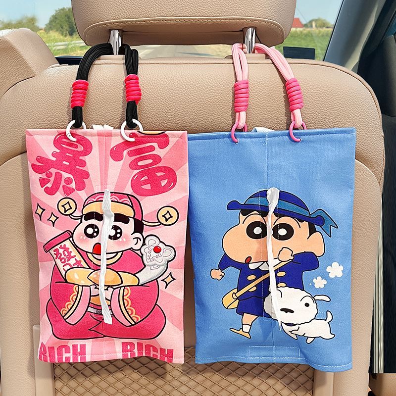 ดินสอสี หน้าแข้ง-ชาน กล่องกระดาษทิชชู่ในรถยนต์แขวนการ์ตูนน่ารักรถที่นั่งกลับถุงกระดาษทิชชูอุปกรณ์ตกแต่งภายในรถยนต์