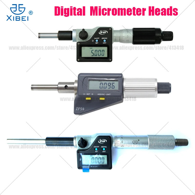 XIBEI หัวไมโครมิเตอร์อิเล็กทรอนิกส์ 0-50 ความแม่นยํา 0.001 มม. เครื่องมือวัดแบบแบนประเภทด้าย การประส