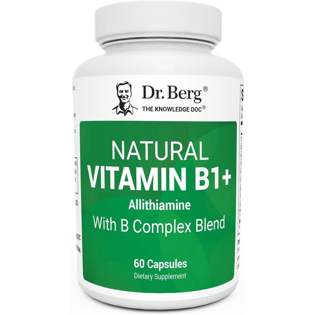 ดร. Berg Natural Vitamin B1 B6 B12 Complex - Allithine Vitamin B1 ขยาย 8 Essential Vitamin B Complex
