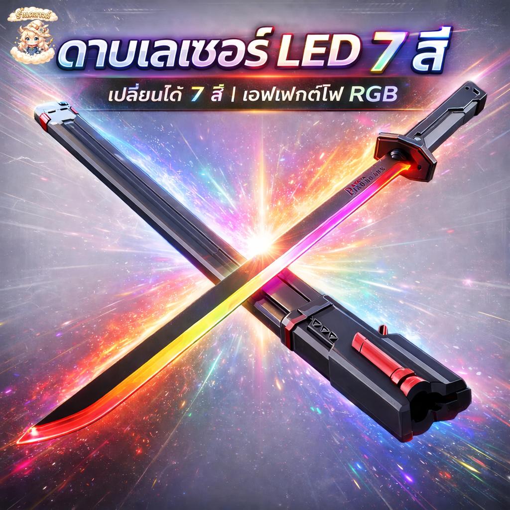 LED 7 สี ของเล่นดาบแสงพร้อมเสียง แสง และเอฟเฟกต์หมอก ดาบแสงจากสตาร์ วอร์ส ของเล่นต่อสู้สุดเท่ ของขวัญสำหรับเด็กผู้ชาย