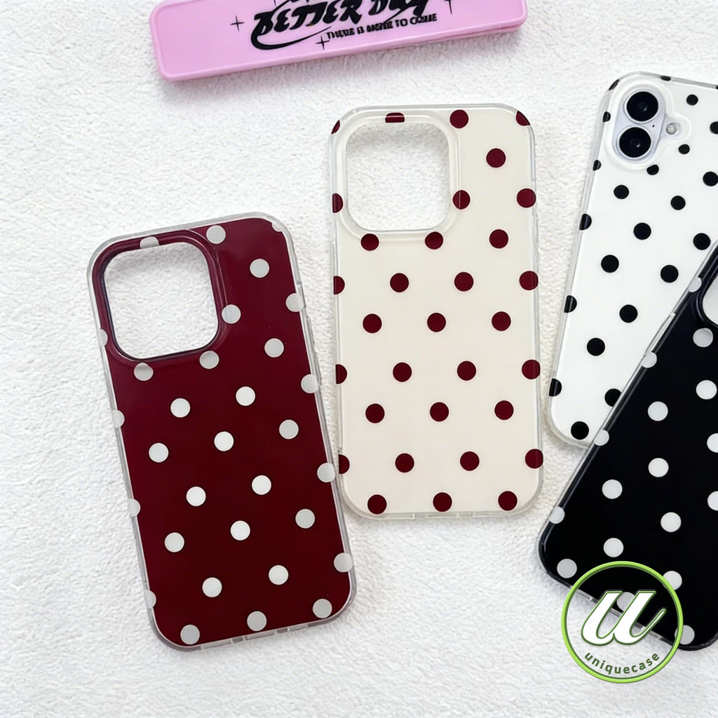 เคสไอโฟน17 13 สำหรับ iPhone 16 15 17 air 12 14 13 Pro Max 15 16 14 Plus 15 14 Pro เคสIMDพื้นขาว ลายจุดฮิตทั่วไป