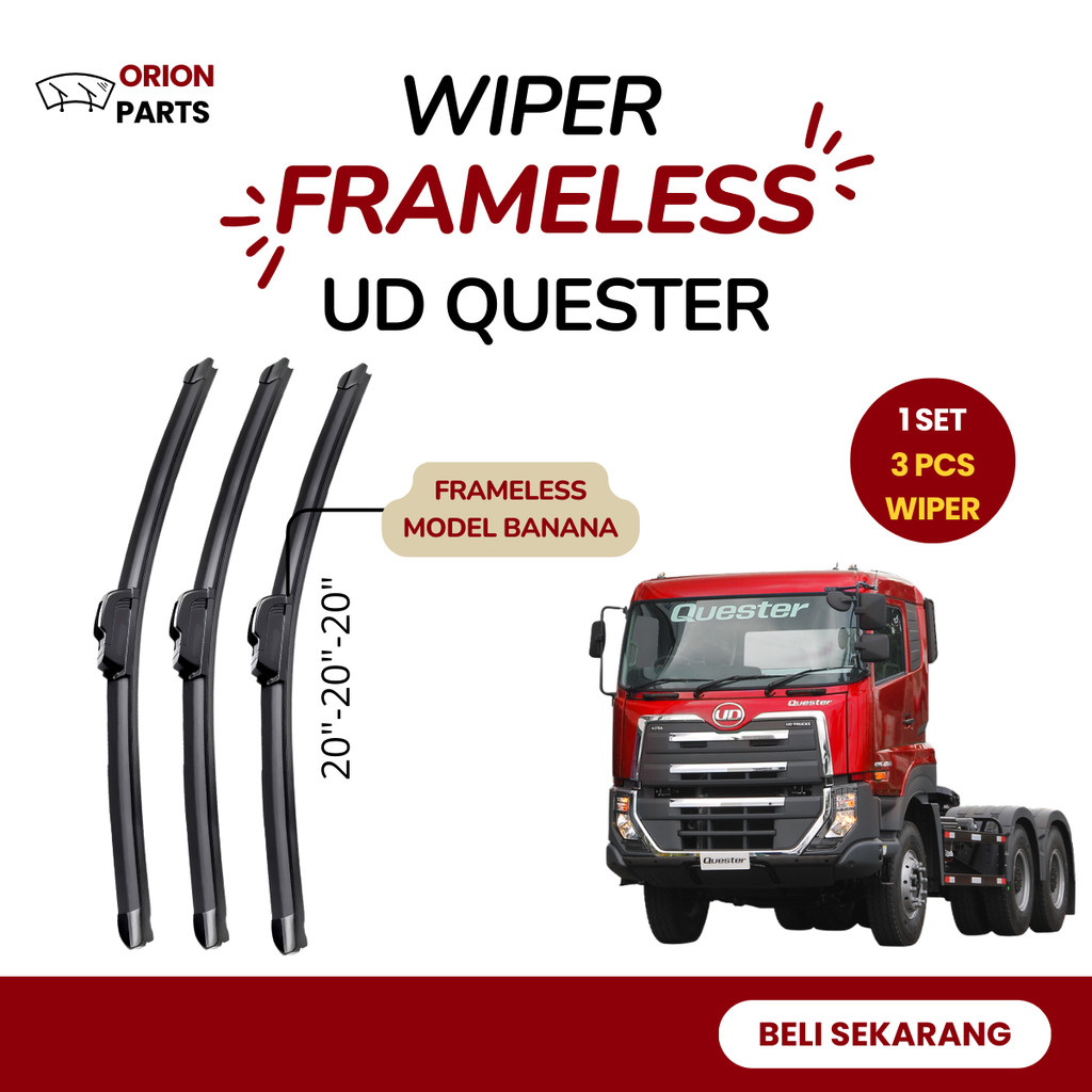 UD Quester Car Soft Frameless Wiper Frameless Blade รุ่น Anti-Scratch One Set 3 Wipers